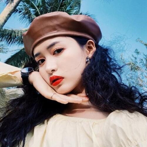 Women Girl Beret French Artist Warm Wool Winter Beanie Hat Cap Vintage Plain Beret Hats Solid Color Elegant Lady leather Caps