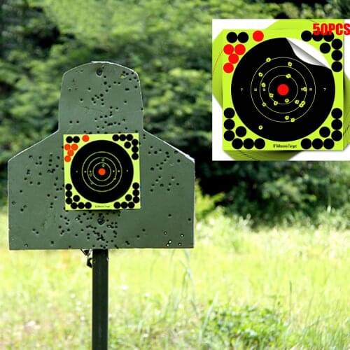 50pcs Target Papers 8x8in Practice Reactive Splatter Shot Rifle Archery Hunting Accessory Shooting Training Stickers Targets