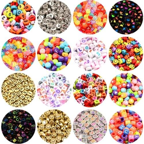 Mixed Letter Acrylic Beads Round Flat Alphabet Digital Cube Loose Spacer Beads For Jewelry Making Handmade Diy Bracelet Necklace