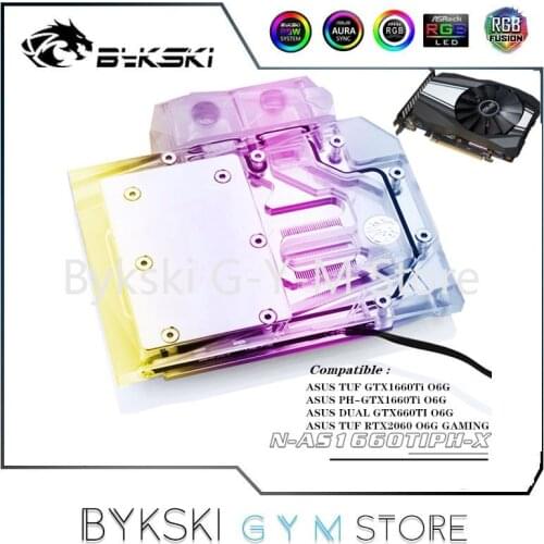 Bykski Full Cover GPU Water Block For ASUS Dual/TUF/PH-GTX1660TI/GTX2060TI/O6G Gaming VGA Water Cooler,5V/12V N-AS1660TIPH-X