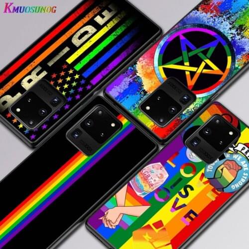 Colorful Rainbow Pride Black Cover For Samsung S20 Plus A91 A81 A71 A51 A41 A31 A21 A21S A11 A01 Ultra 5G Phone Case