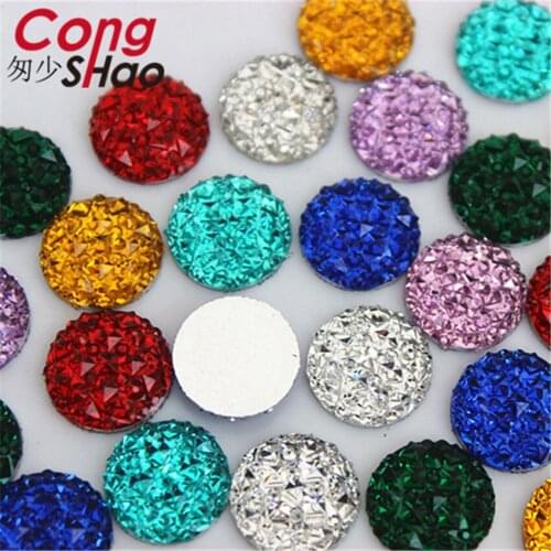 Cong Shao 200PCS 12mm Round FlatBack Stones And Crystal Resin Rhinestone Applique Gems For DIY Costume Button Crafts YB222