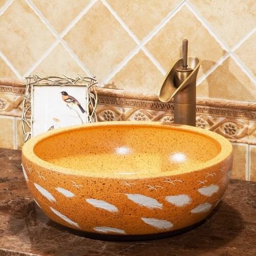 Jingdezhen Bathroom ceramic sink wash basin Counter Top porcelain vessel sink ceramic Wash Basin Bathroom Sinks