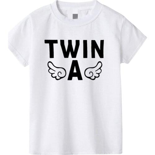 TWIN Print Girl Boys Kids T Shirt Kid Short Sleeve O-neck Tops Children T Shirts Summer Casual