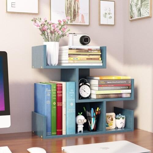 Childrens Three-layer Desk Wooden Bookshelf Household Simple Office Desk Small Shelf Dormitory Storage Multi-layer Bookcase