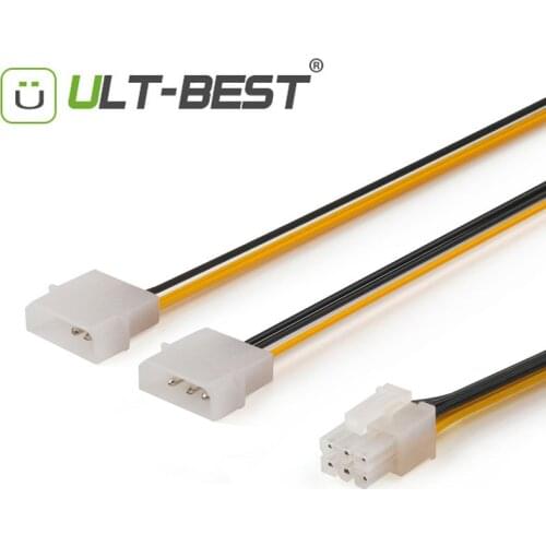ULT-Best SATA Power Cable PCI-E 6Pin Female to Molex 4pin x2 Splitter Power PCI Express Extension Cables 15CM