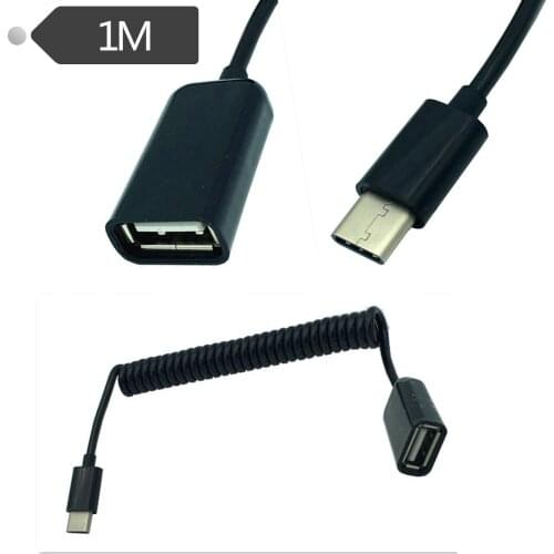 Type-c turn to USB2.0 mother mouth, Tpye-c OTG line, spring stretch line 1 m usb 3.1 cable OTG Adaptador 1m