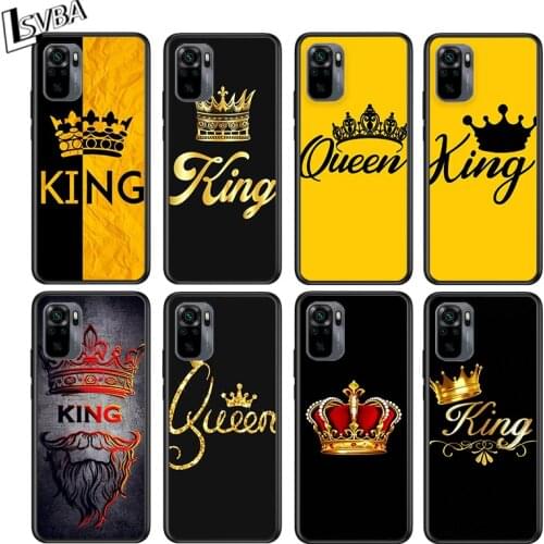 King Queen Couples for Xiaomi Redmi Note 10 10S 9 9T 9S 9Pro Max 8T 8Pro 8 7 6 5 Pro 5A 4X 4 Soft Black Phone Case