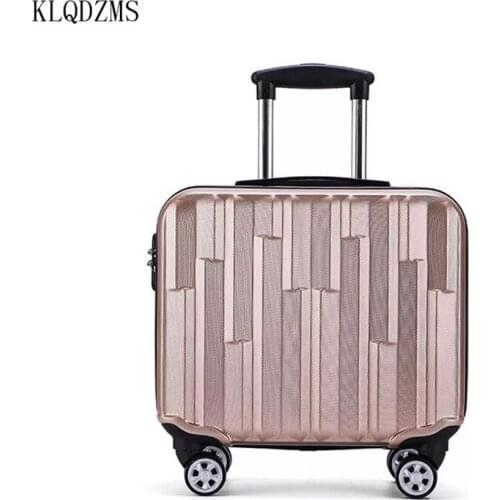 KLQDZMS PC Cabin Rolling Luggage ABS 18 Inch Travel Suitcase On Wheels Trolley Luggage Have Many Colors