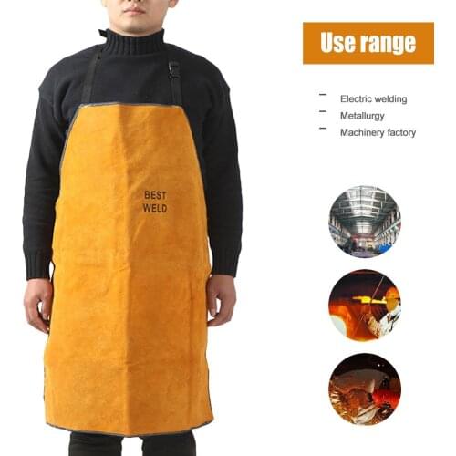 Leather Welder Apron Heavy Duty Flame Retardant Welding Work Apron Unisex Adjustable Work Shop Protective Clothing