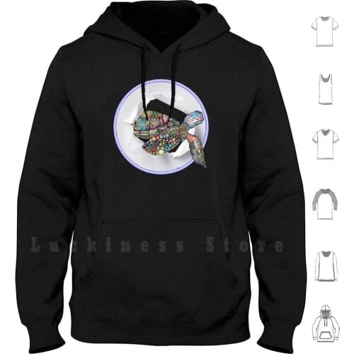 Colorful Fun Turtle Pattern Design Hoodie Long Sleeve Turtle Tortoise Fun Pattern Zentangle Sea Animal Reptile Lover