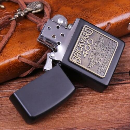 Creative Kerosene Lighter Classic black engraved relief Cotton Oil Machine windproof Cigaretttes Accessory men smoking Gift set