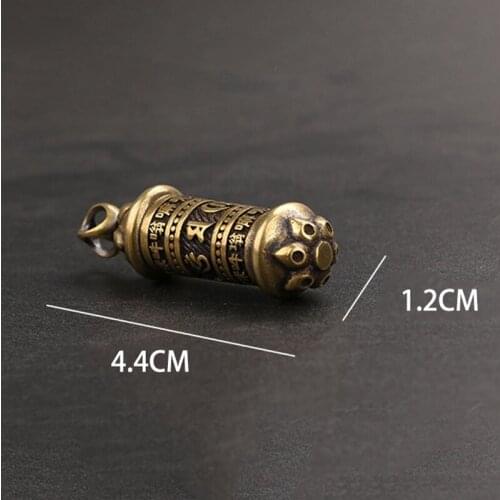 Brass Mantra Buddhist Bottle Pendant For Keychains Handmade Vintage Copper Car Key Chain Hangings Keyrings Jewelry Can Be Opened