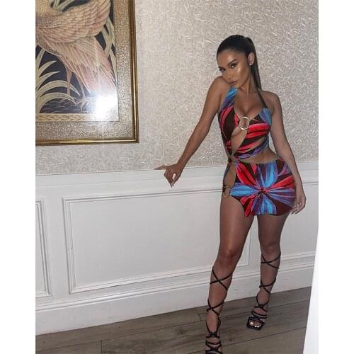 Summer Clothing Sexy Swimsuit Women Fashion Halter Colorful Print Dress Swimwear Beach Cover Up Bathing Suit Wholesale Items