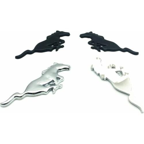 FDIK 2PCS/set Metal Chrome Car Styling Running Horse Emblem Badge For Ford Mustang Shelby GT Rear Trunk Decor Sticker