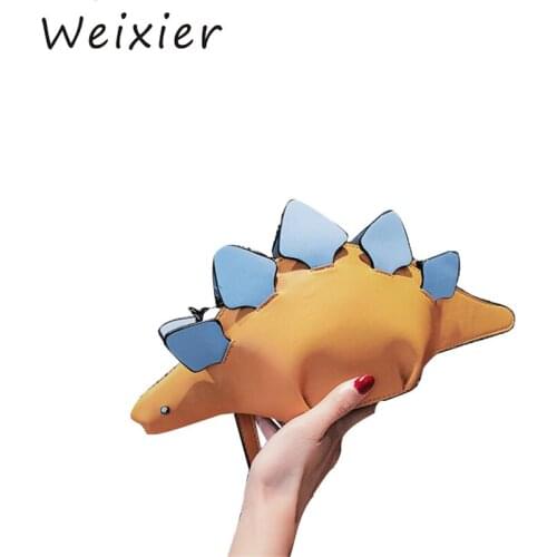WEIXIER New Bag cute dinosaur design crossbody bag ladies Animal bag womens clutch bag PU leather shoulder bag purse LL-97