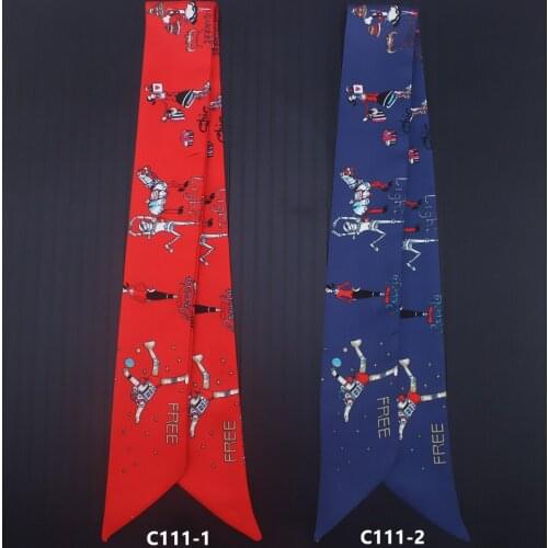 New Red Girls Printed Twill Silk Scarf Women Fashion Head Foulard Summer Luxury Brand Small Tie Bag Ribbons Hair Scarves