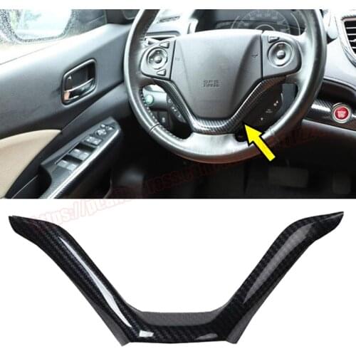 Carbon Fiber Steering Wheel Lip Trim Panel Cover For Honda CRV CR-V 2012-2016