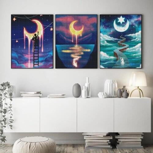 Full Square/round Drill Cartoon Moon Pictures Diamond Embroidery Mosaic 5D Diy Diamond Painting Home Decoration Handmade Gift