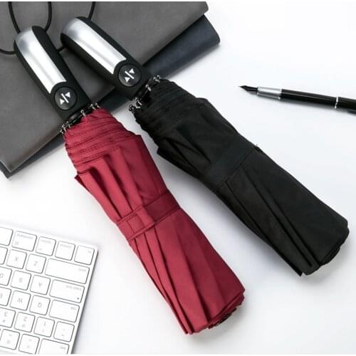 Full Automatic Oversize Reinforced Umbrella Three Folding Windproof Business Umbrella Male Female Parasol Umbrella Rain Women