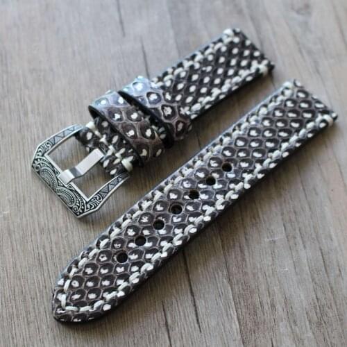 Handmade Python Leather Strap, 20MM / 22MM / 24MM / 26MM Retro Leather Watchbands, Suitable For PAM111 Leather Strap