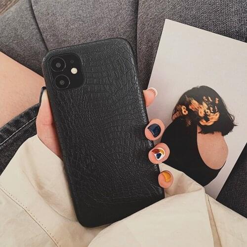 Retro Crocodile Pattern Phone Case For iPhone 11 Pro Max X XS XR 7 8 6 6S Plus SE 2020 Luxury Leather Skin Cover Slim Soft Cases