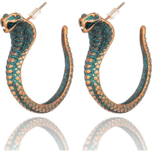 Chic Antique Green Snake Drop Earrings 2020 Latest Party Personality Cobra Dangle Earrings for Women Punk Fashion Jewelry Gifts