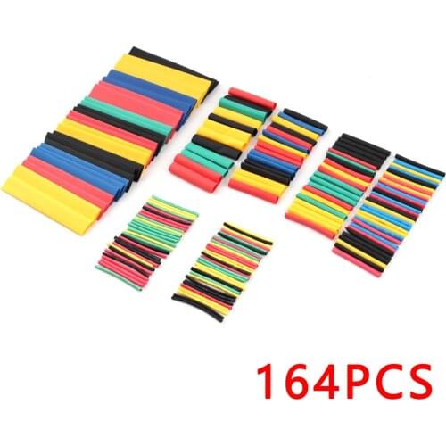 164Pcs/Set Heat Shrink Tube Termoretractil 2:1 Polyolefin Insulated Shrinking Tubing Assorted Insulated Wire Cable Sleeving Tube