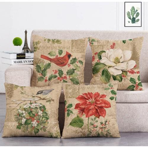 Plant Farmhouse Cushion Vintage Pillow Decorative Pillows Case Dropship Cushion Cover Bird Flowers Cushions Home Decor T288