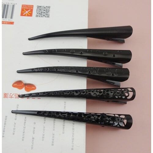 13.0cm Black plain metal beak clips for womens filigree flower large hair clip Heart hairpins for hairdressing salon Golden