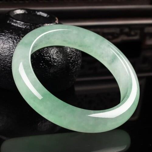 Womens Light Green Jade Bracelet Fashion Accessories Jadeite Natural Charm Jewelry Women Men for Hand Carved Round Bangle