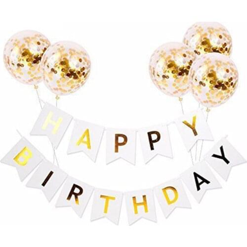 1Set foil Birthday latex Balloon With Confetti Happy Birthday Banner Party Decoration Fans Party Dance Phone Supplies