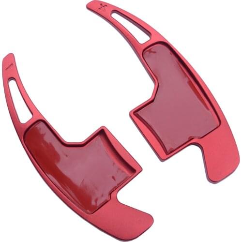 1Pair Steering Wheel Shift Paddle Shifter Extension Trim Moulding Cover Red Aluminum Alloy Fit for Ford Mustang 2015 2016 2017