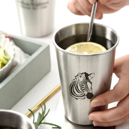 1Pc Stainless Steel Cup Beer Mug Cute Printed Animal Metal Cup Tumbler Stackable Beer Cup Outdoor Bar Party Drinkware 350/500ML