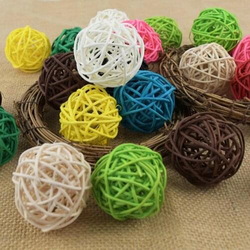 10pcs 5cm Colorful Christmas Rattan Balls Artificial Straw Ball Wedding Birthday Party Decor Sepak Takraw Home Crafts Ornaments