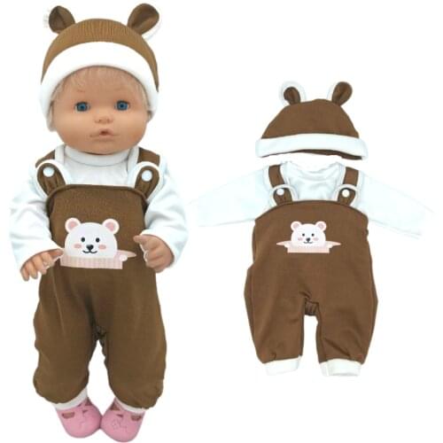 17" Baby Doll Boy Clothes Brown Rompers Hat For Nenuco Ropa Y Su Hermanita Toys Wears