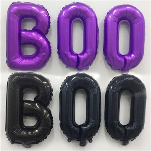 2 sets/lot BOO Letter Balloon Halloween Decoration Shopping Mall Party Bedroom Living Room Window Decoration Black And Purple
