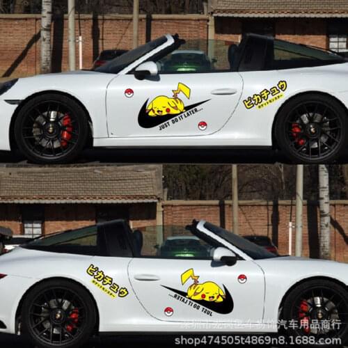 Car Sticker Print Pokemon Pikachu Waterproof and Sunscreen Cute Anime Cartoon Hood Car Body Stickers Suit Toys Multiple Styles