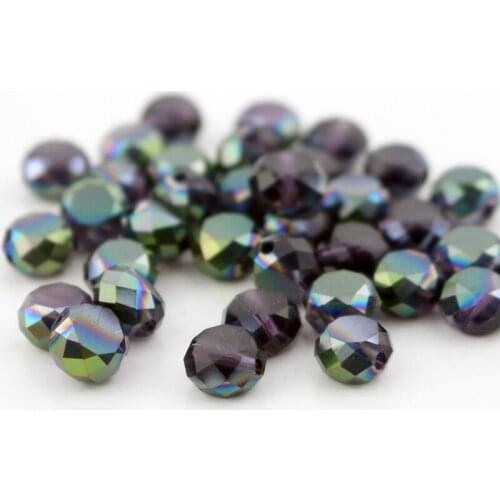 Free Shipping 8mm Crystal Faceted Beads 710pcs Deep Purple Green Plated Flat Round Crystal Spacer Beads Fit Jewelry DIY Making