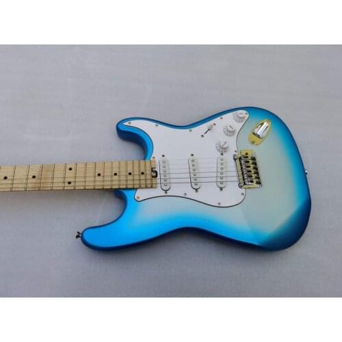 Free delivery / Maple fingerboard light blue ring silver color high quality st Guitar / customizable China Electric Guitar