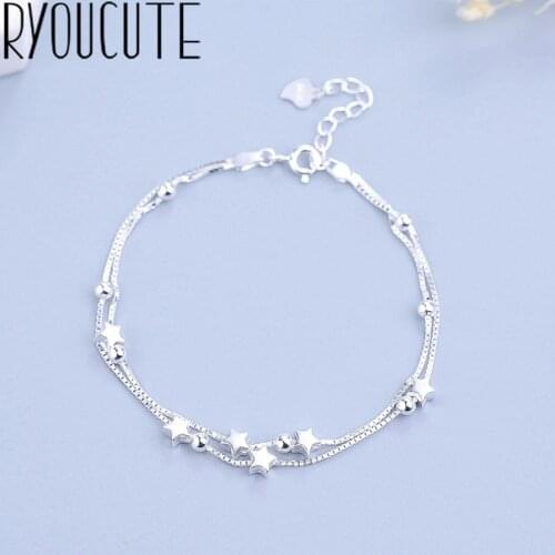 Brand Fashion Silver Color Star Bracelets for Women Chains Bracelets Summer Beach Jewelry