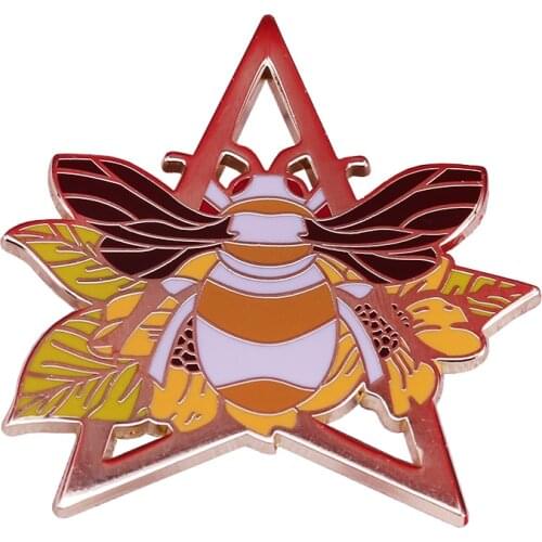 Witch bee brooch with cool pentagram tattoos gorgeous decor
