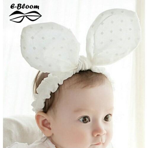 3D Large Rabit Ears Dot Elastic Cloth Hairband Hair Bows Cute Kids Girls Scrunchies Fascinator Hair Accessories Headband