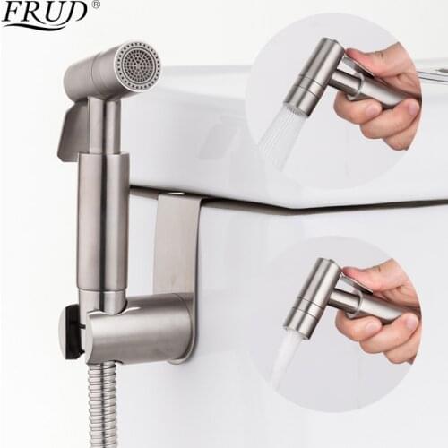 Frud New Handheld Bidet Spray Shower Toilet Two Kinds Of Water Outlets Douche Kit Brushed Stainless Steel Bidet Faucet Y50005