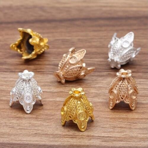 20pcs/lot 15x21mm Metal Spacer End caps Filigree Charm Spacer Beads Charms Hair Accessories Jewelry findings Making