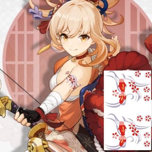 Game Genshin Impact Yoimiya Sticker Cosplay Props Waterproof Temporary Tattoo Stickers Cosplay Sticker Otaku Fans Gifts