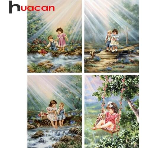 Huacan New 5D DIY Diamond Painting Girl Diamond Mosaic Embroidery Kit Child Portrait Rhinestone Pictures Home Decoration