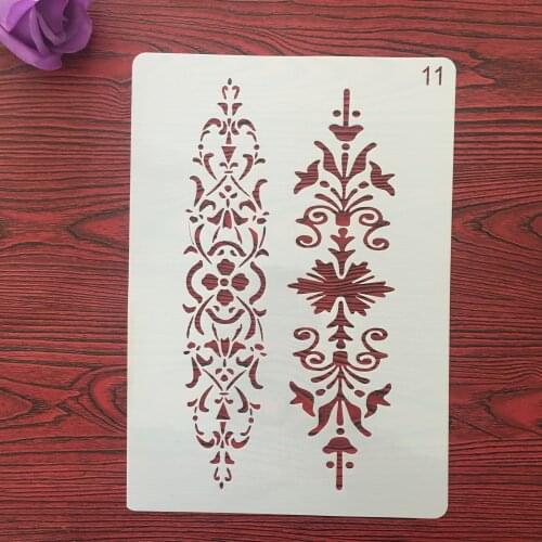 Painting Stencil Scrapbook Coloring Flower Leaf Border Embossing Album Decorative Stencil, A4 29cm, 1PCS stencil plastic