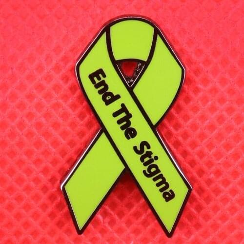 End the stigma enamel pin mental illness awareness brooch green ribbon badge mental health jewelry stop stigma lapel positive pi