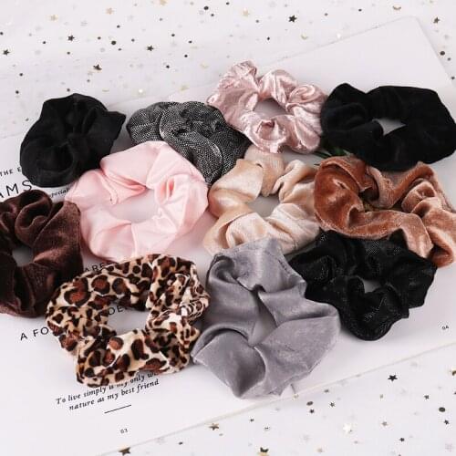 Korean Version Of Popular Velvet Large Intestine Curly Hair Ring Simple Satin Multicolor Hair Ring Hair Ornaments